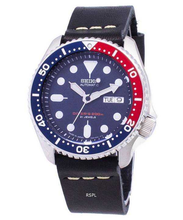 Orologio da uomo Seiko Automatic SKX009J1-LS14 da 200 M in Giappone con cinturino in pelle nera