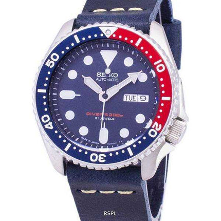 Orologio da uomo Seiko Automatic SKX009J1-LS15 da 200 M con cinturino in pelle blu scuro