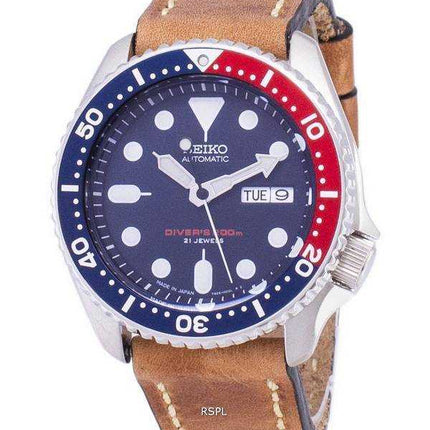 Orologio da uomo Seiko Automatic SKX009J1-LS17 da 200M in Giappone con cinturino in pelle marrone