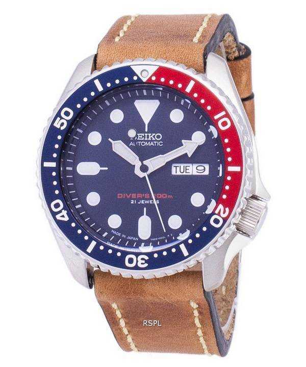Orologio da uomo Seiko Automatic SKX009J1-LS17 da 200M in Giappone con cinturino in pelle marrone