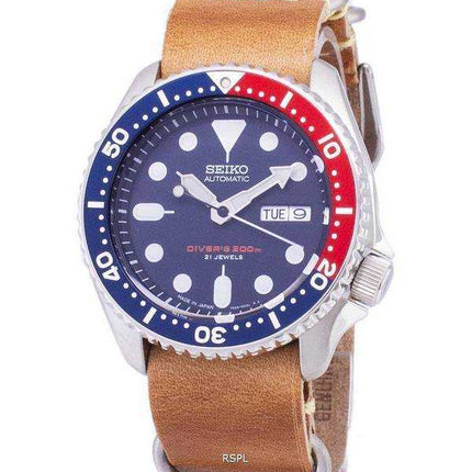 Orologio da uomo Seiko Automatic SKX009J1-LS18 da 200 M in Giappone con cinturino in pelle marrone