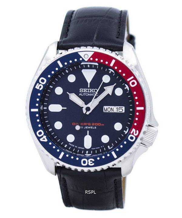 Seiko Automatic Diver's Ratio Orologio da uomo in pelle nera SKX009J1-LS6 200M