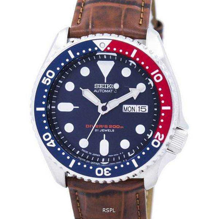 Orologio da sub Seiko Automatic Diver in pelle marrone Orologio da uomo SKX009J1-LS7 200M