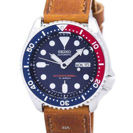 Orologio da sub Seiko Automatic Diver in pelle marrone Orologio da uomo SKX009J1-LS9 200M