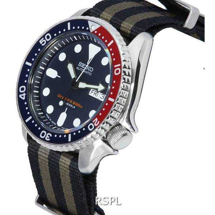 Orologio da uomo Seiko quadrante blu automatico Diver SKX009J1-var-NATO21 200M