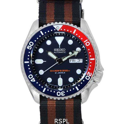 Orologio da uomo Seiko quadrante blu automatico Diver&#39;s SKX009J1-var-NATO22 200M