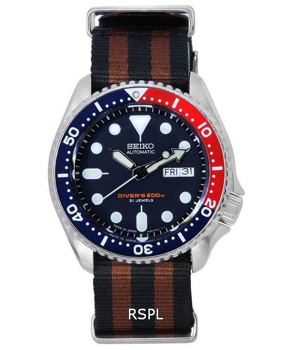 Orologio da uomo Seiko quadrante blu automatico Diver&#39;s SKX009J1-var-NATO22 200M