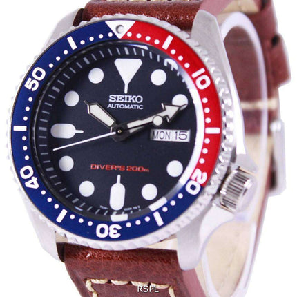 Seiko Automatic Diver's Ratio Orologio da uomo in pelle marrone SKX009K1-LS1 200M
