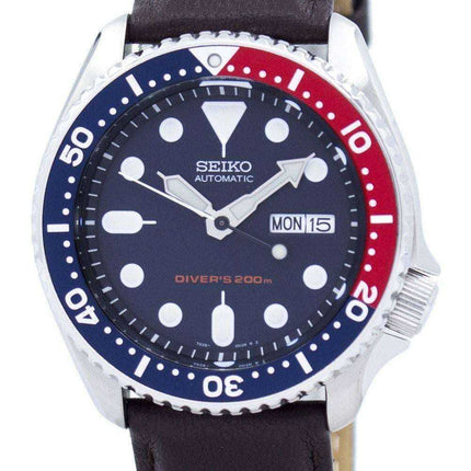 Orologio da uomo Seiko Automatic Diver's 200M Ratio in pelle marrone scuro SKX009K1-LS11