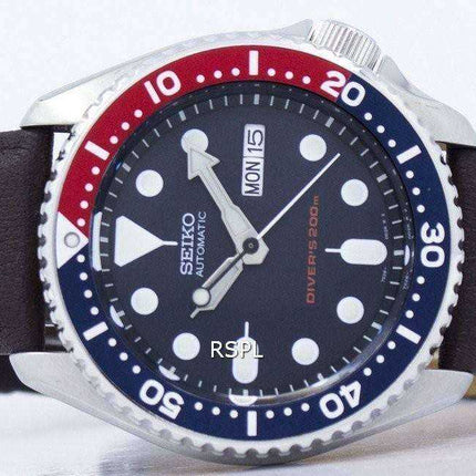 Orologio da uomo Seiko Automatic Diver's 200M Ratio in pelle marrone scuro SKX009K1-LS11