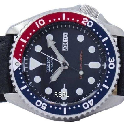 Orologio da uomo Seiko Automatic Diver's 200M Ratio in pelle nera SKX009K1-LS10