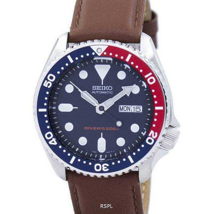 Orologio da uomo Seiko Automatic Diver 200M Ratio in pelle marrone SKX009K1-LS12
