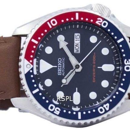 Orologio da uomo Seiko Automatic Diver 200M Ratio in pelle marrone SKX009K1-LS12