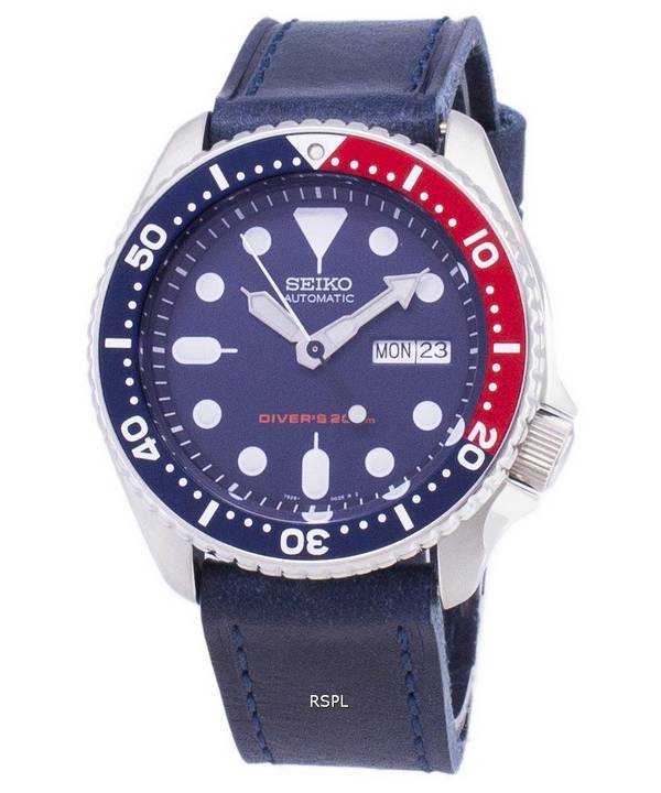 Orologio da uomo Seiko Automatic SKX009K1-LS13 da 200 M con cinturino in pelle blu scuro