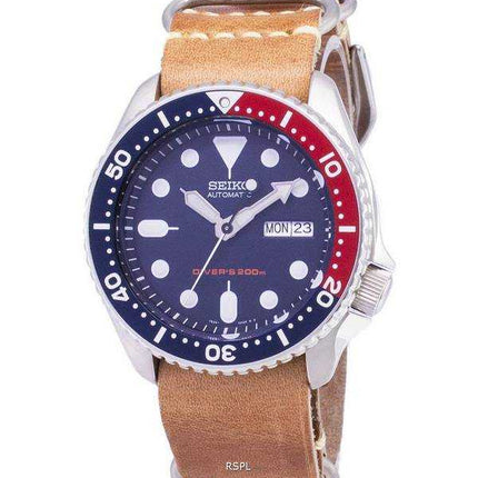 Orologio da uomo Seiko Automatic SKX009K1-LS18 da 200 M in pelle marrone con cinturino in pelle
