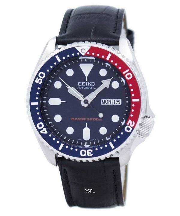 Orologio da uomo Seiko Automatic Diver's 200M Ratio in pelle nera SKX009K1-LS6
