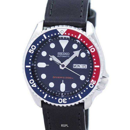 Orologio da uomo Seiko Automatic Diver's 200M Ratio in pelle nera SKX009K1-LS8