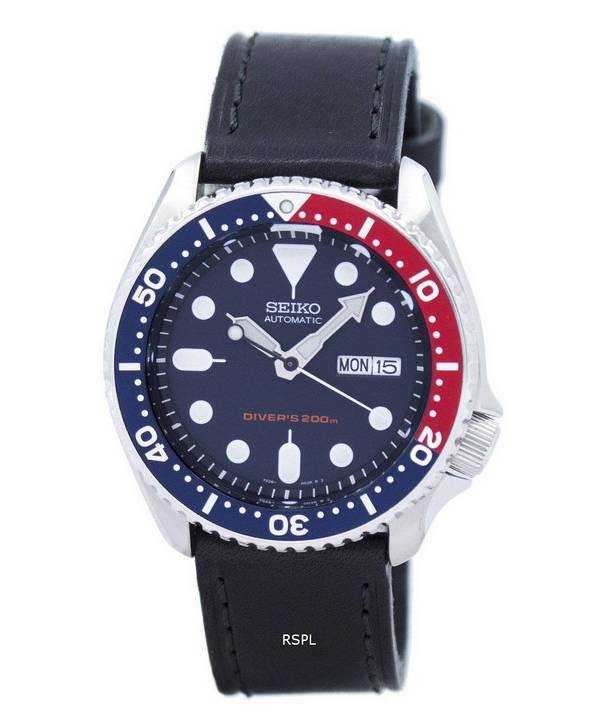 Orologio da uomo Seiko Automatic Diver's 200M Ratio in pelle nera SKX009K1-LS8