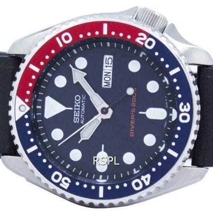 Orologio da uomo Seiko Automatic Diver's 200M Ratio in pelle nera SKX009K1-LS8