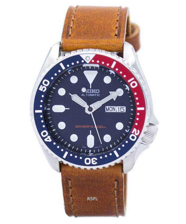 Orologio da uomo Seiko Automatic Diver's 200M Ratio in pelle marrone SKX009K1-LS9