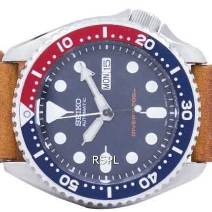 Orologio da uomo Seiko Automatic Diver's 200M Ratio in pelle marrone SKX009K1-LS9