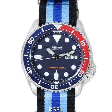Orologio da uomo Seiko quadrante blu automatico subacqueo SKX009K1-var-NATO20 200M
