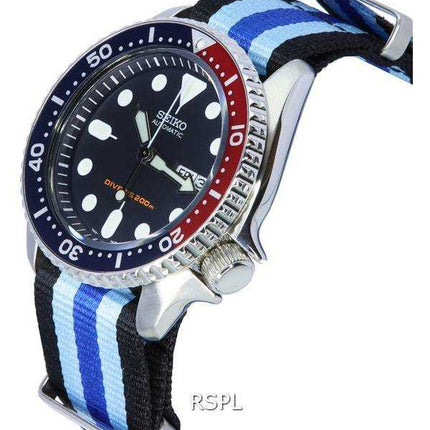 Orologio da uomo Seiko quadrante blu automatico subacqueo SKX009K1-var-NATO20 200M