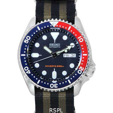 Orologio da uomo Seiko quadrante blu automatico Diver&#39;s SKX009K1-var-NATO21 200M