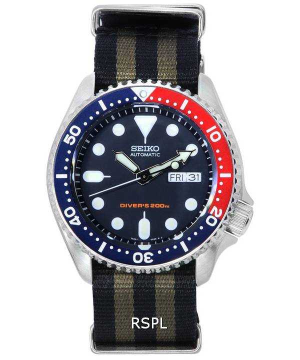Orologio da uomo Seiko quadrante blu automatico Diver&#39;s SKX009K1-var-NATO21 200M