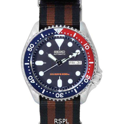 Orologio da uomo Seiko quadrante blu automatico Diver SKX009K1-var-NATO22 200M