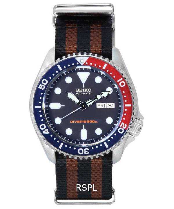 Orologio da uomo Seiko quadrante blu automatico Diver SKX009K1-var-NATO22 200M