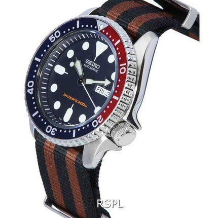Orologio da uomo Seiko quadrante blu automatico Diver SKX009K1-var-NATO22 200M