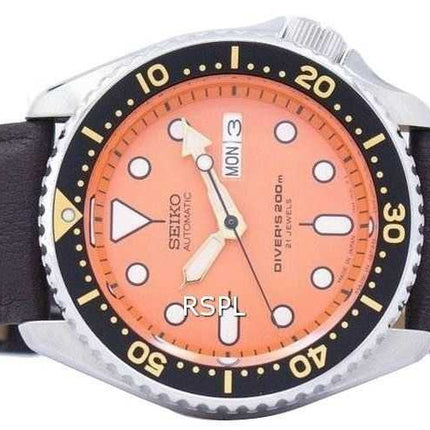Seiko Automatic Diver's Ratio Orologio da uomo in pelle marrone scuro SKX011J1-LS11 200M