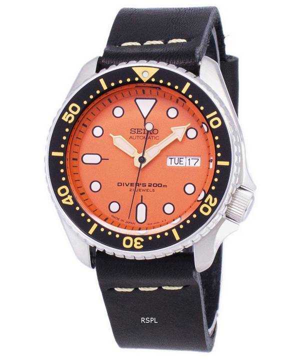 Orologio da uomo Seiko Automatic SKX011J1-LS14 da 200 M in Giappone con cinturino in pelle nera