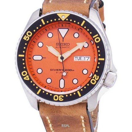 Orologio da uomo Seiko Automatic SKX011J1-LS17 da 200 M in Giappone con cinturino in pelle marrone