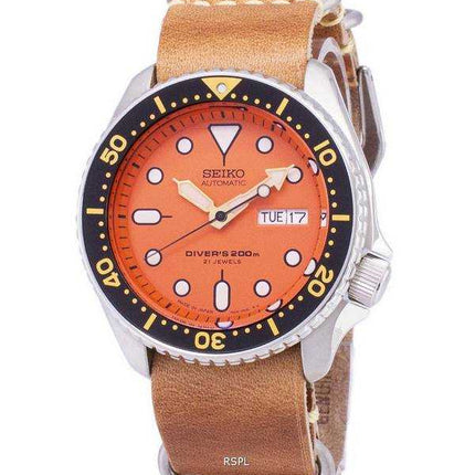 Orologio da uomo Seiko Automatic SKX011J1-LS18 da 200 M in Giappone con cinturino in pelle marrone