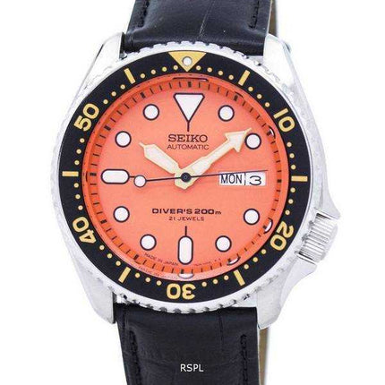 Seiko Automatic Diver's Ratio Orologio da uomo in pelle nera SKX011J1-LS6 200M