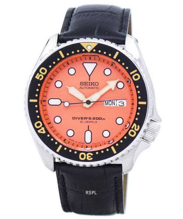 Seiko Automatic Diver's Ratio Orologio da uomo in pelle nera SKX011J1-LS6 200M