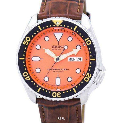 Orologio da sub Seiko Automatic Diver Brown Leather SKX011J1-LS7 200M - Orologio da uomo