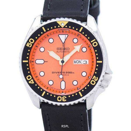 Orologio da sub Seiko Automatic Diver Black Leather SKX011J1-LS8 200M - Orologio da uomo