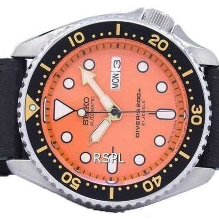 Orologio da sub Seiko Automatic Diver Black Leather SKX011J1-LS8 200M - Orologio da uomo