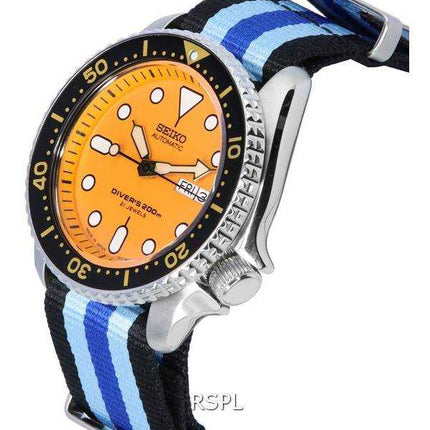 Orologio da uomo Seiko con quadrante arancione automatico SKX011J1-var-NATO20 200M da uomo