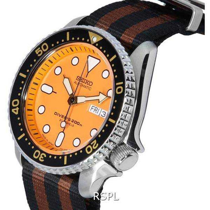 Orologio da uomo Seiko quadrante arancione automatico Diver SKX011J1-var-NATO22 200M