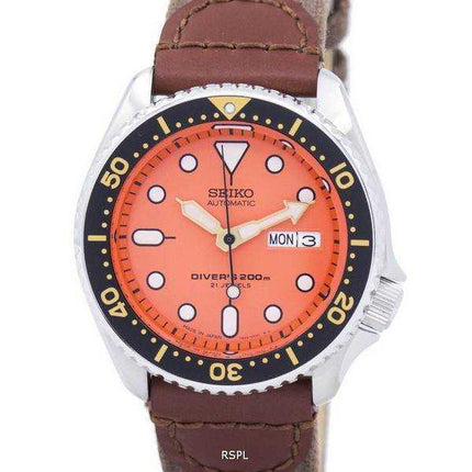 Orologio da uomo Seiko Automatic Diver con cinturino in pelle SKX011J1-NS1 200M