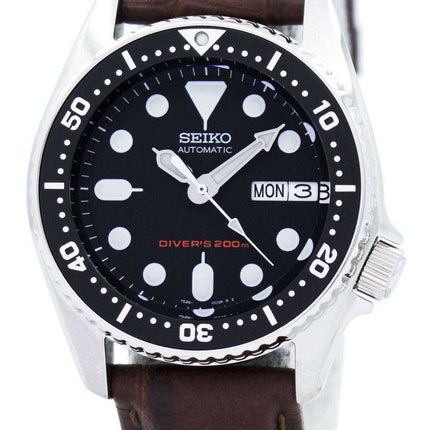 Orologio da uomo Seiko Automatic Diver 200M Ratio in pelle marrone SKX013K1-LS3