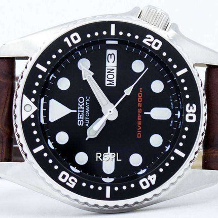 Orologio da uomo Seiko Automatic Diver 200M Ratio in pelle marrone SKX013K1-LS3