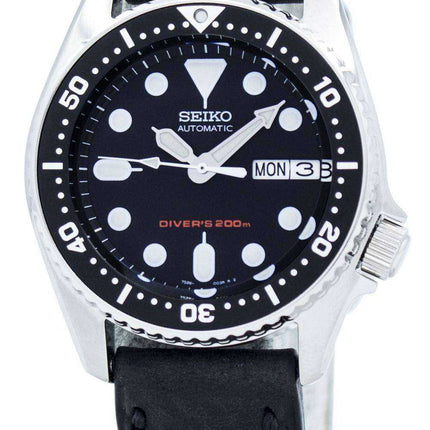 Orologio da uomo Seiko Automatic Diver's 200M Ratio in pelle nera SKX013K1-LS4