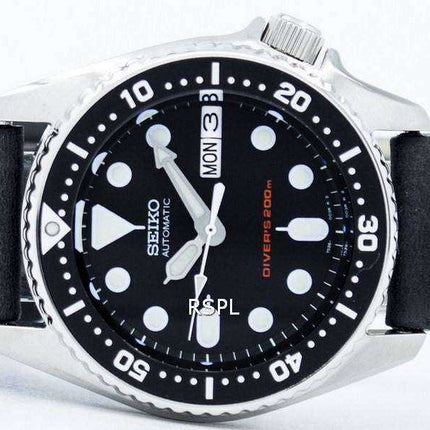 Orologio da uomo Seiko Automatic Diver's 200M Ratio in pelle nera SKX013K1-LS4