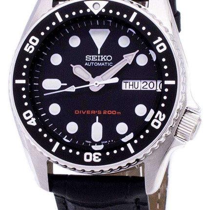 Orologio da uomo Seiko Automatic SKX013K1-MS1 Diver's 200M Black Leather Strap