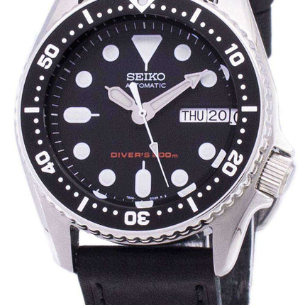 Orologio da uomo Seiko Automatic SKX013K1-MS3 Diver's 200M Black Leather Strap